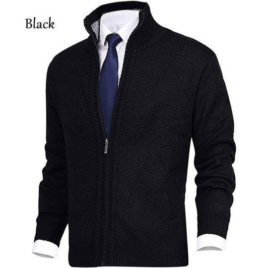 Herren modischer Strickjacke mit hohem Kragen und Reißverschluss EB
