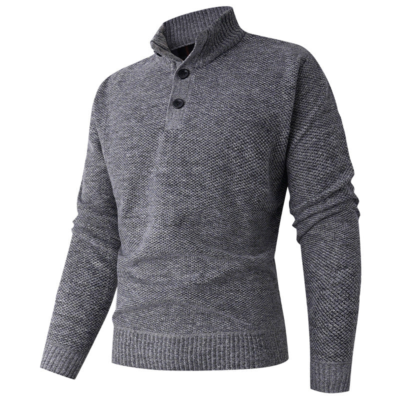 Herren eleganter Stehkragenpullover mit strukturiertem Zopfmuster EB