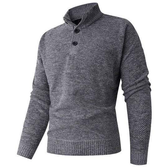 Herren eleganter Stehkragenpullover mit strukturiertem Zopfmuster EB