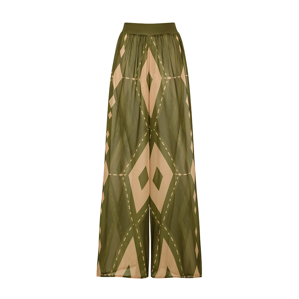 Damen Einteiler Badeanzug mit voluminösem Rüschendesign und passendem Stoffhose EB