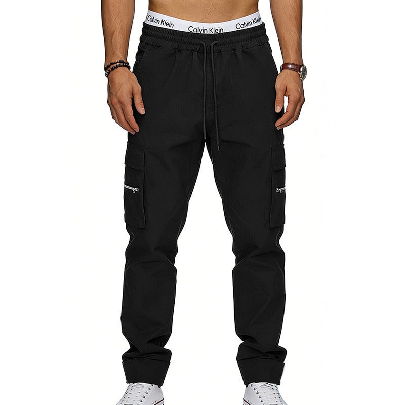Herren Cargojogginghose mit elastischem Bund, Kordelzug und Reißverschlusstaschen EB