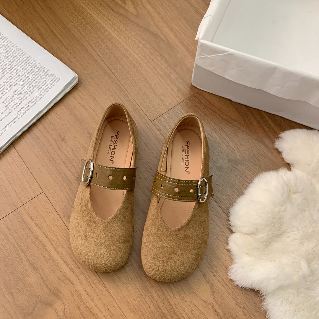 Damen Ballerinas mit dekorativem Riemen und komfortablem Fußbett EB