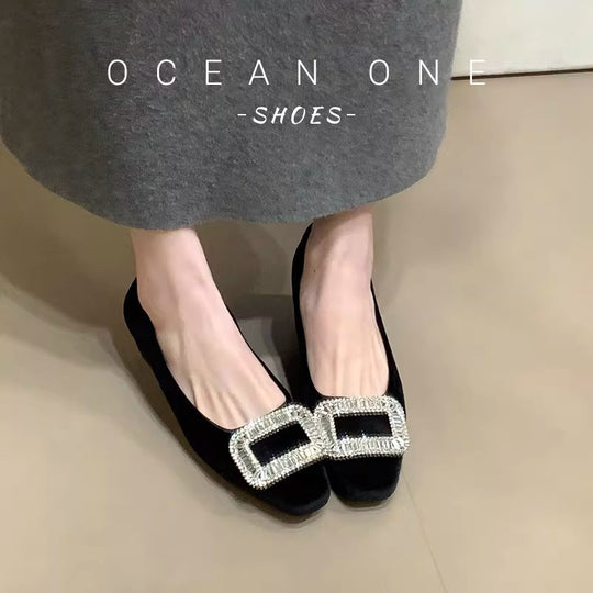 Damen elegante Ballerinas mit schimmerndem Schmuckdetail EB