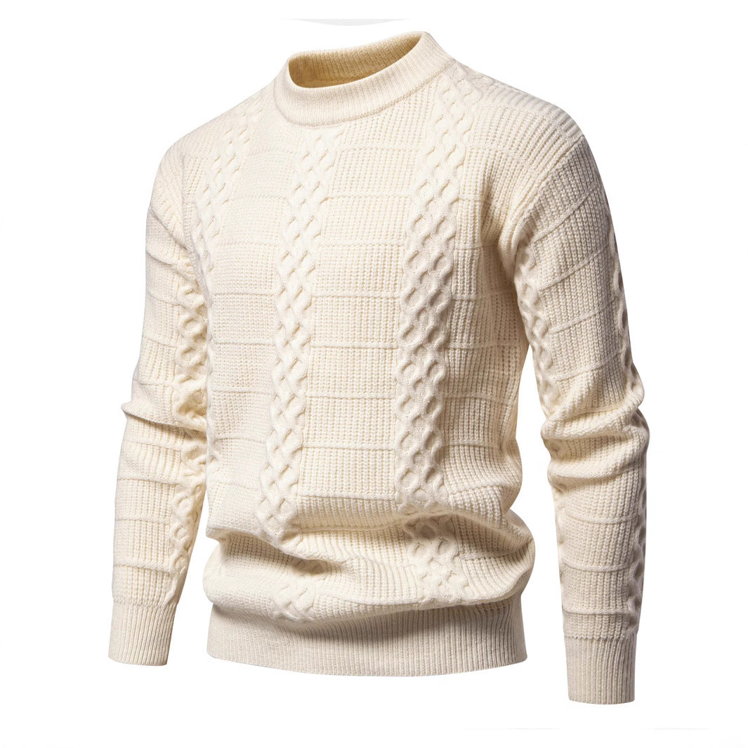 Herren Strukturierter Strickpullover mit hohem Kragen EB