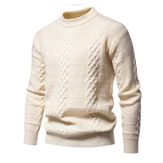 Herren Strukturierter Strickpullover mit hohem Kragen EB