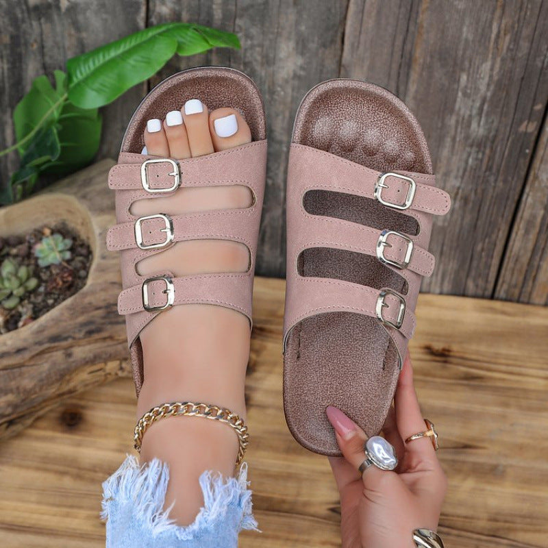 Damen Komfortable Riemensandalen mit verstellbaren Schnallen EB