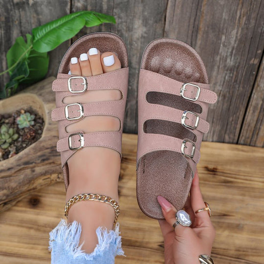 Damen Komfortable Riemensandalen mit verstellbaren Schnallen EB