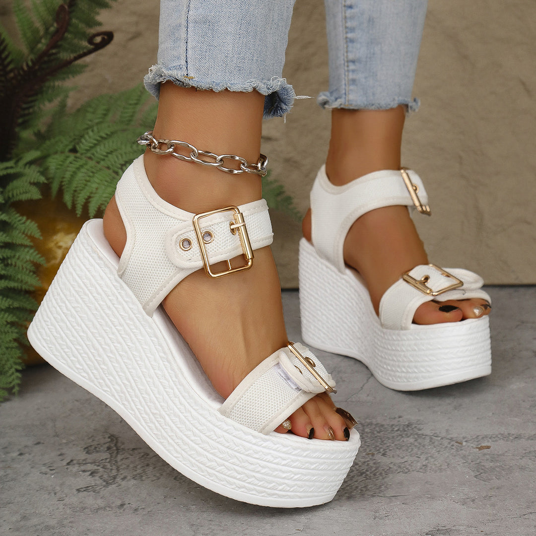 Damen Wedge-Sandalen mit verstellbaren Schnallen und rutschfester Sohle EB