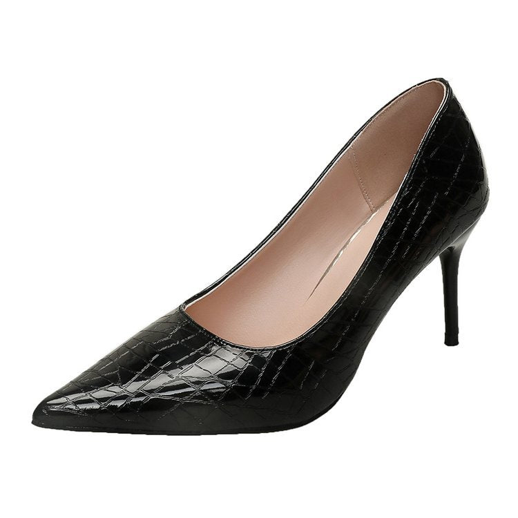 Damen elegante Spitzen-High Heels mit raffiniertem Schlangenleder-Effekt EB