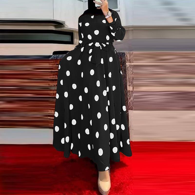 Damen Maxikleid mit auffälligem Polka-Dot-Muster EB