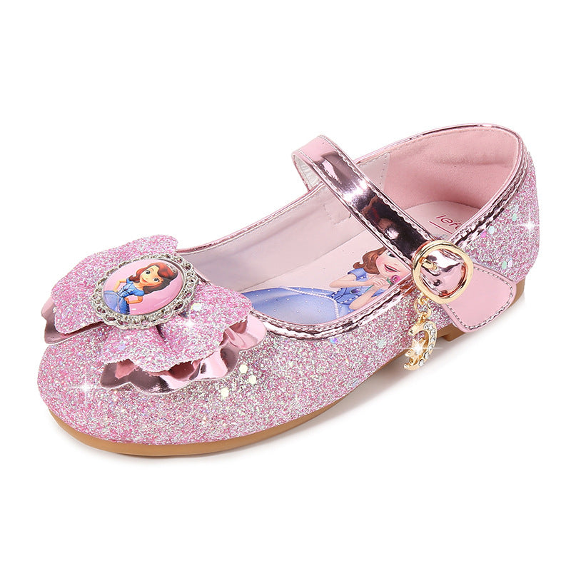 Mädchen Ballerinas mit Glitzer und Schleifenapplikation EB