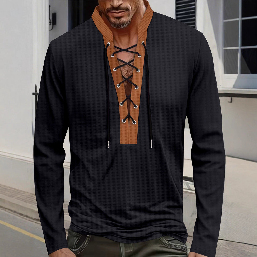 Herren modisches Langarmshirt mit Schnürung EB