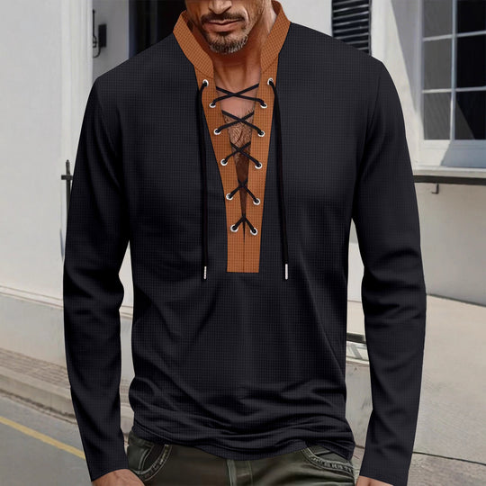 Herren modisches Langarmshirt mit Schnürung EB