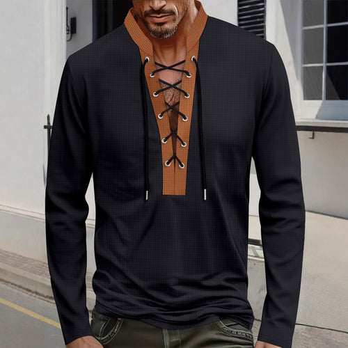 Herren modisches Langarmshirt mit Schnürung EB