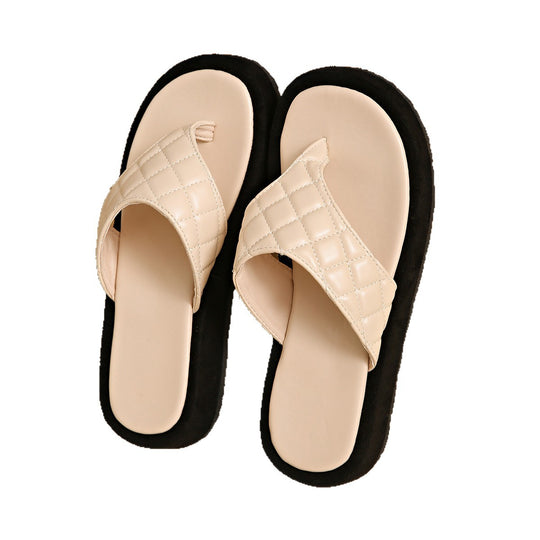 Damen Komfortable Zehentrenner-Sandalen mit geflochtenem Riemen und bequemer Sohle EB