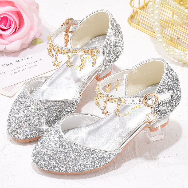 Mädchen Glitzernde Ballerinas mit verstellbarem Riemchen und funkelnden Anhängern EB