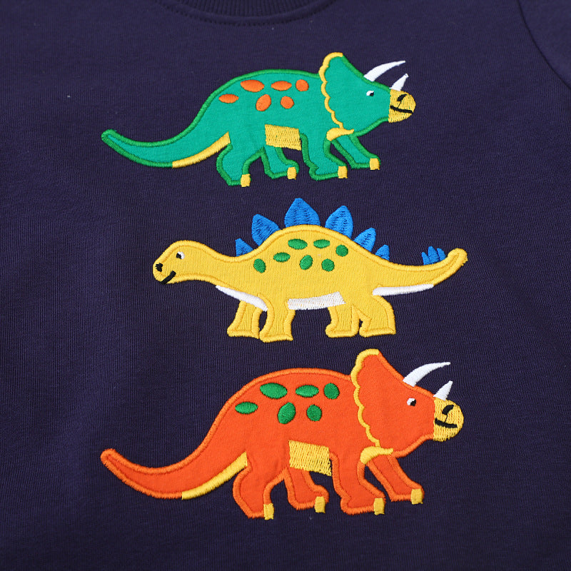Jungen Sweatshirt mit buntem Dinosaurier-Applikationen EB