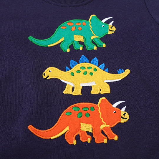 Jungen Sweatshirt mit buntem Dinosaurier-Applikationen EB