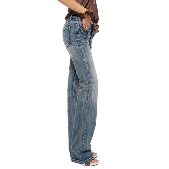 Damen Flared Jeans mit funkelnden Applikationen EB