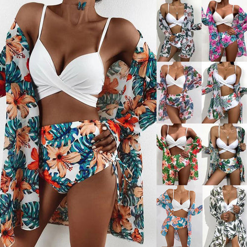 Damen Blütenmuster Strandkimono mit lässigem Schnitt EB