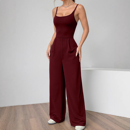 Damen Eleganter Jumpsuit mit weitgeschnittenen Beinen und schmeichelndem Oberteil EB