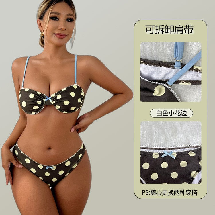 Damen Bunte gepunktete Bikini-Set EB