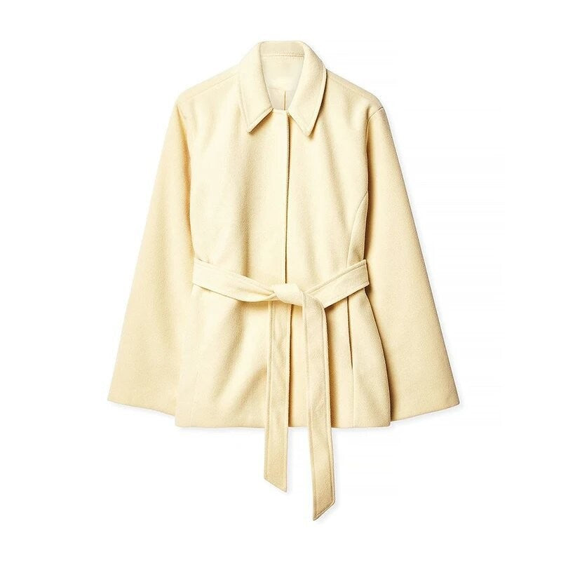 Damen modische Wickeljacke mit hochwertigem Material und Taillengürtel EB