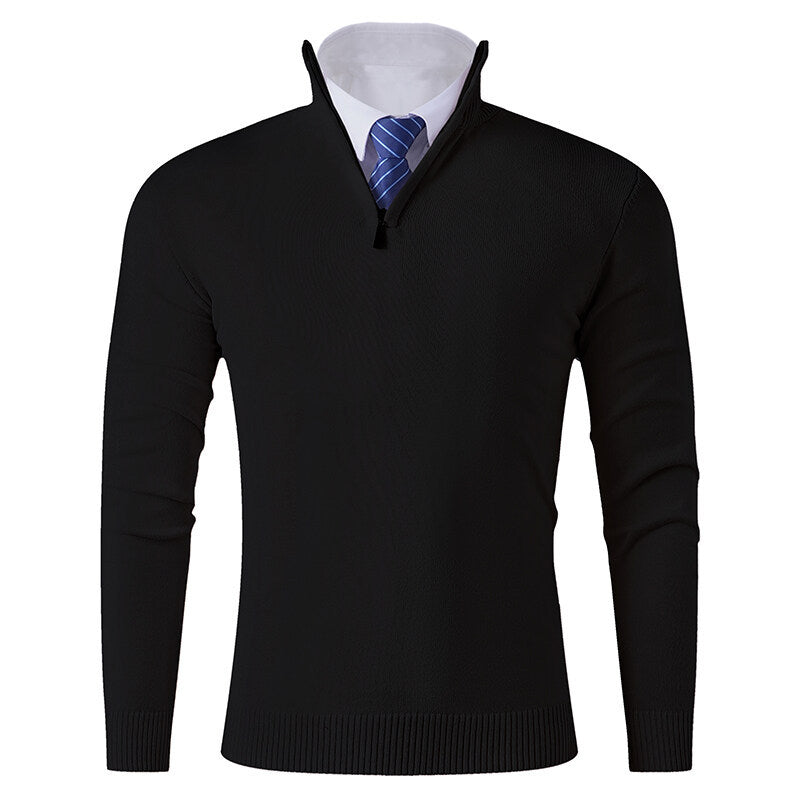 Herren Strickpullover mit modernem Reißverschluss und elastischem Saum EB