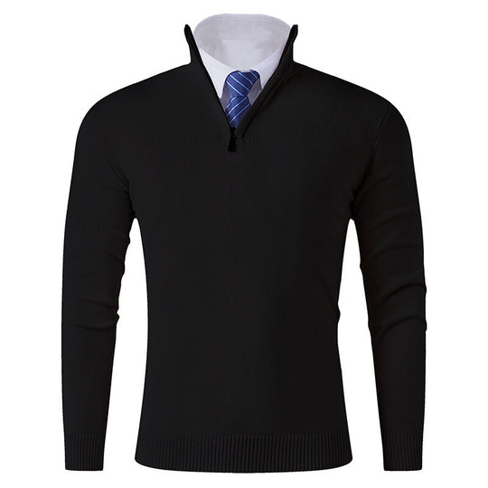 Herren Strickpullover mit modernem Reißverschluss und elastischem Saum EB