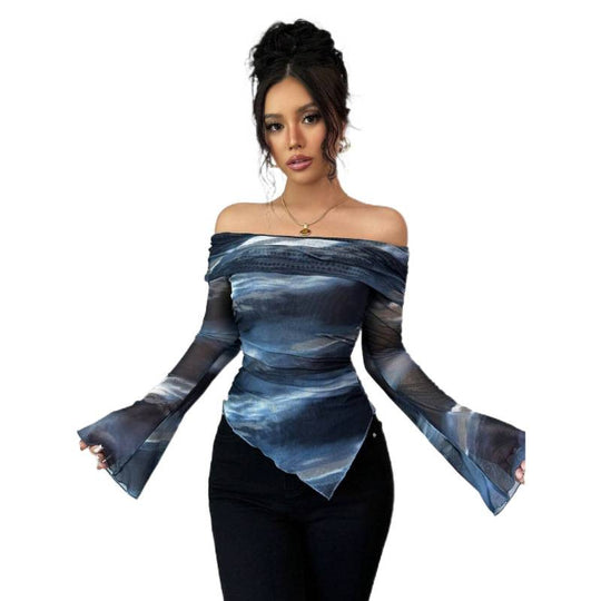 Damen Elegantes Off-Shoulder Oberteil mit fließendem Stoff und raffinierten Drapierungen EB