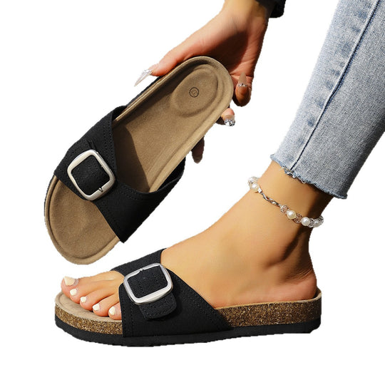 Damen Komfortable Clogs mit modischem Schnallen-Detail EB