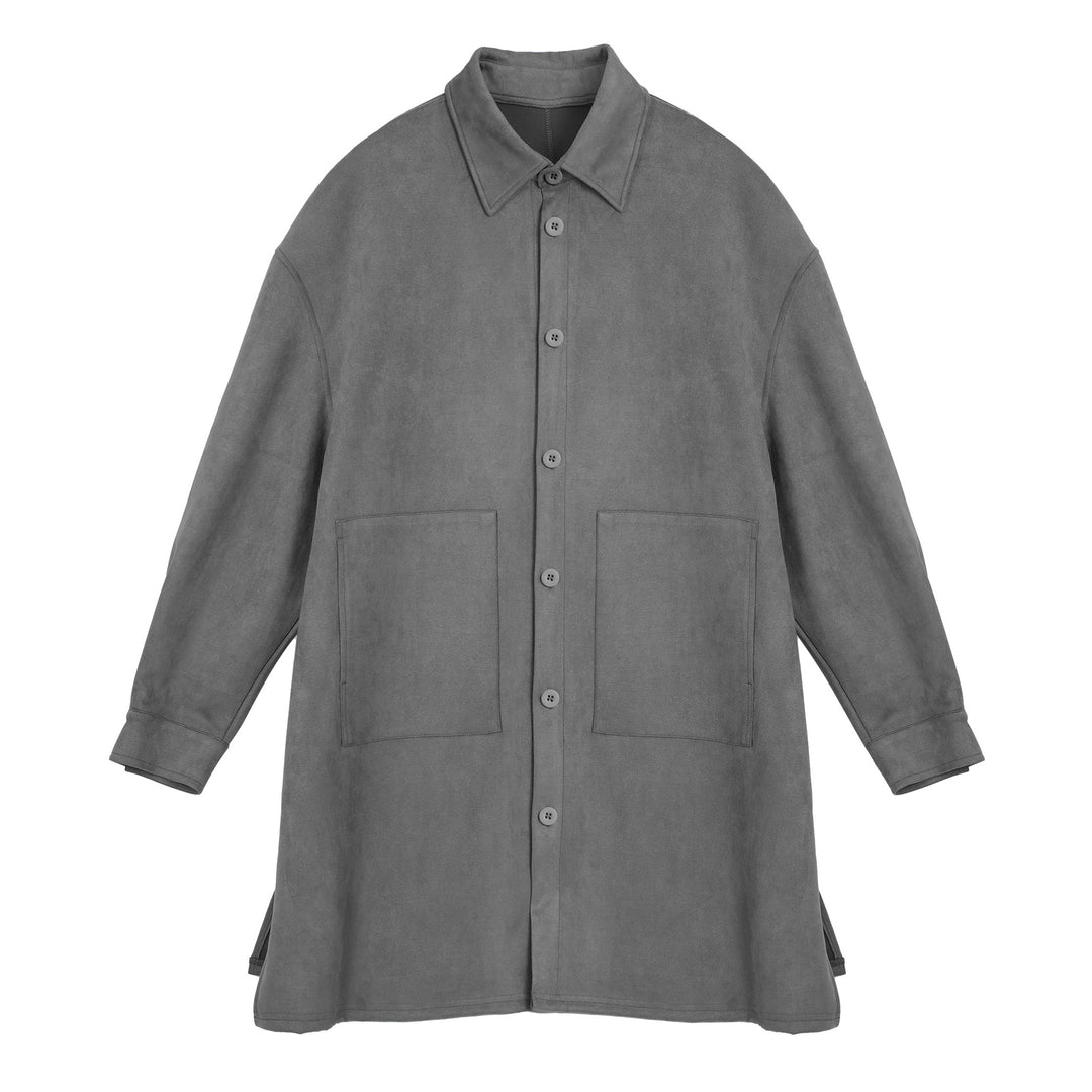 Damen Oversize Hemdenjacke aus weichem Suede mit großen Taschen EB