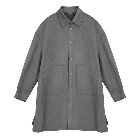 Damen Oversize Hemdenjacke aus weichem Suede mit großen Taschen EB