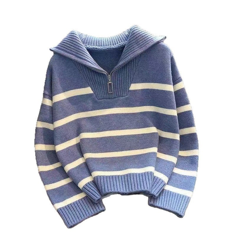 Damen modischer Überwurfpullover mit hohen Kragen und tiefem V-Ausschnitt EB