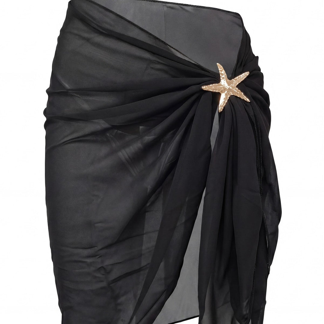 Damen eleganter Strand-Sarong mit funkelnder Blütenapplikation EB