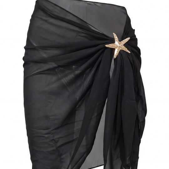 Damen eleganter Strand-Sarong mit funkelnder Blütenapplikation EB