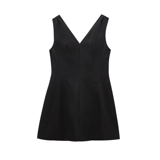 Damen elegantes V-Ausschnitt Cocktailkleid aus hochwertigem Material EB
