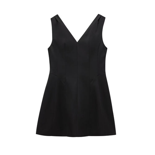 Damen elegantes V-Ausschnitt Cocktailkleid aus hochwertigem Material EB