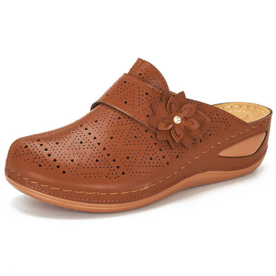 Damen bequeme Clogs mit floralem Cut-Out-Design und rutschfester Sohle EB