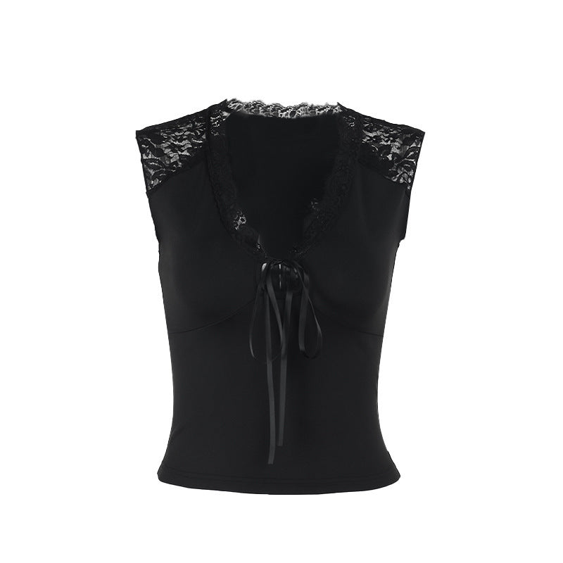 Damen Spitzen-Bustier mit dekorativen Schleifendetails EB