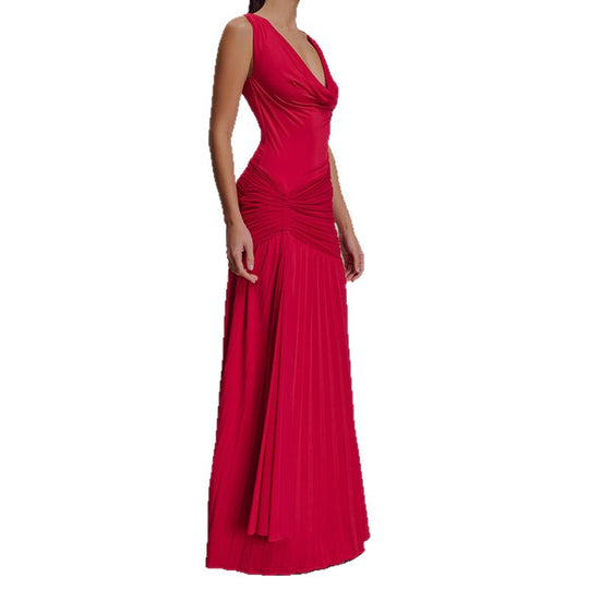 Damen Elegantes Maxikleid mit drapiertem Oberteil EB