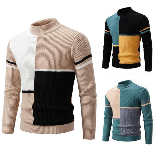 Herren modischer Rollkragenpullover mit grafischem Zopfmuster EB 1758205596