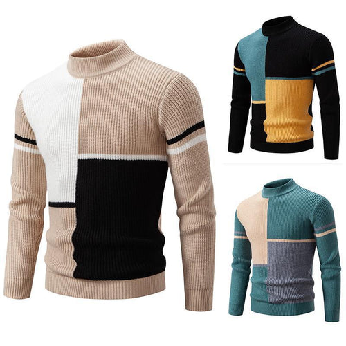 Herren modischer Rollkragenpullover mit grafischem Zopfmuster EB 1758205596