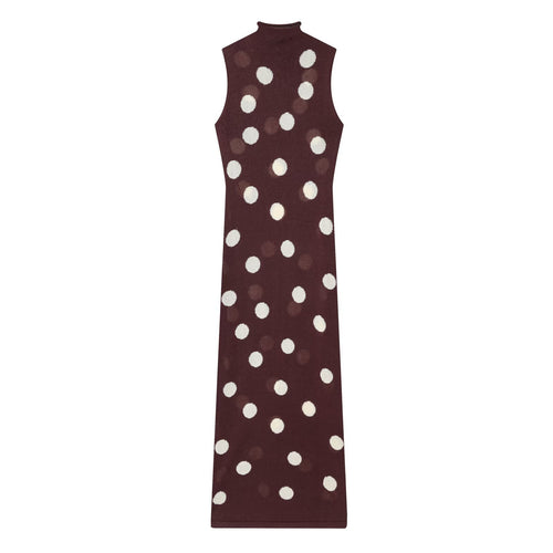 Damen Maxikleid mit hochgeschlossenem Kragen und verspieltem Punkte-Design EB