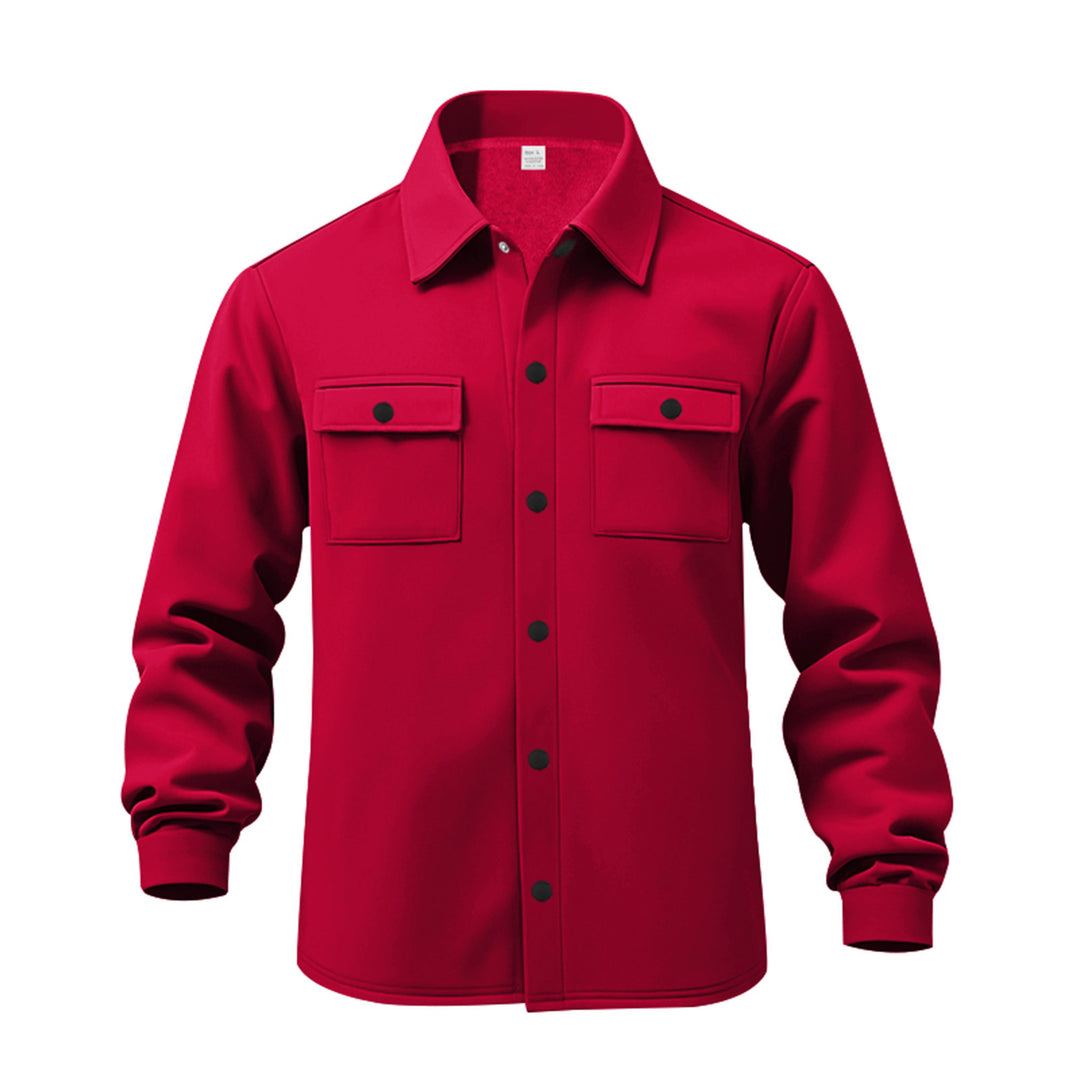 Herren lässige Button-Down Hemdjacke mit zwei seitlichen Brusttaschen und klassischem Kragen EB