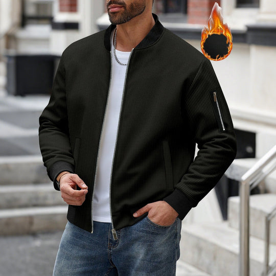 Herren lässige Bomberjacke mit innovativen Stoffstrukturen und praktischem Reißverschluss EB