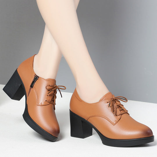 Damen Elegante Schnürstiefeletten mit modischem Blockabsatz und rutschfester Sohle EB
