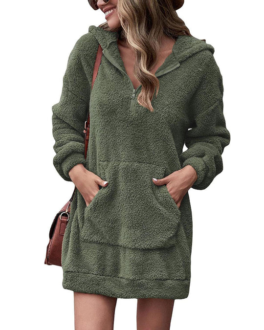 Damen Kapuzenkleid aus Kuschelfleece EB