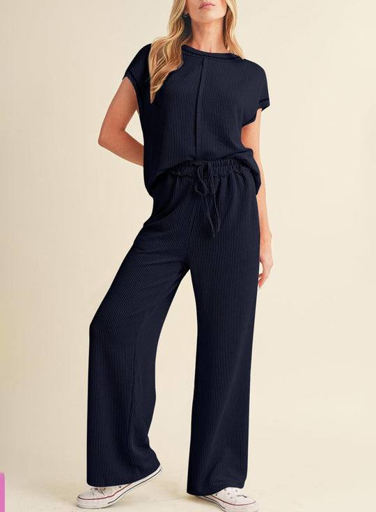 Damen Relaxed Fit Ripp-Loungewear-Set EB