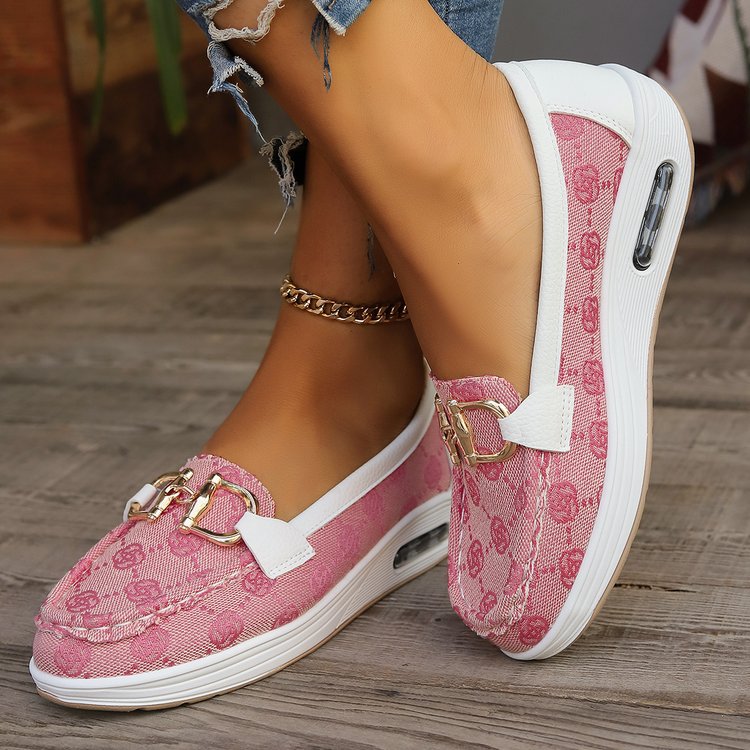 Damen Mokassin-Slipper mit luftgepolsterter Plateausohle und Zier-Bit EB